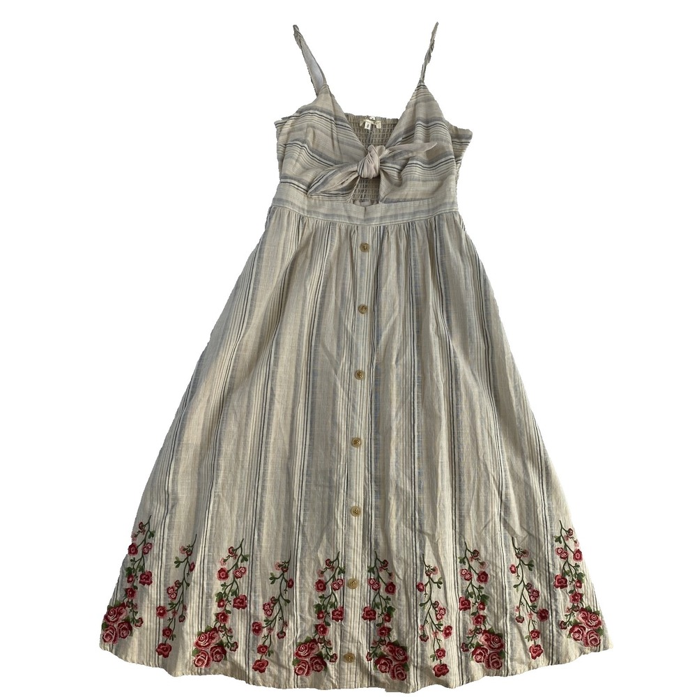 Andree by Unit Midi Dress Sz S Cut Out Embroidered Boho Summer Beachy Cotton - Picture 2 of 14